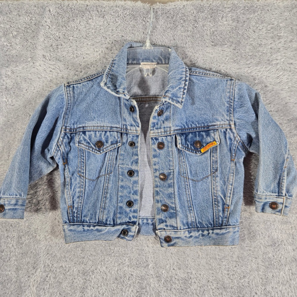 Vintage Jordache Kids Denim Jacket Medium Wash Cotton Trucker Size 4T L